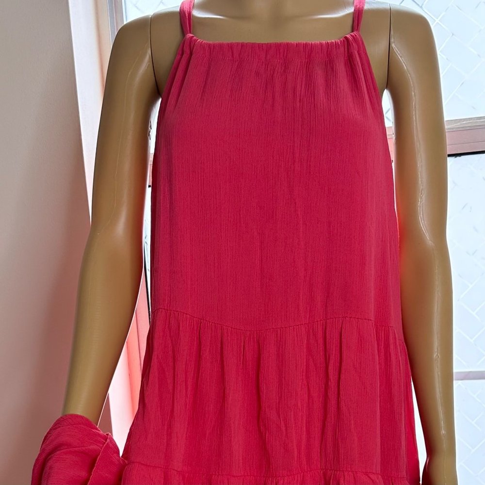 143 Story|Halter Long Dress|Plus 1XL|Coral|Ruffled|Pleated|Lined|Sleeveless - Picture 5 of 16